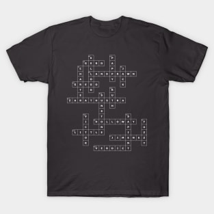 (1962LF-D) Crossword pattern with words from a famous 1962 science fiction book. [Dark Background] T-Shirt